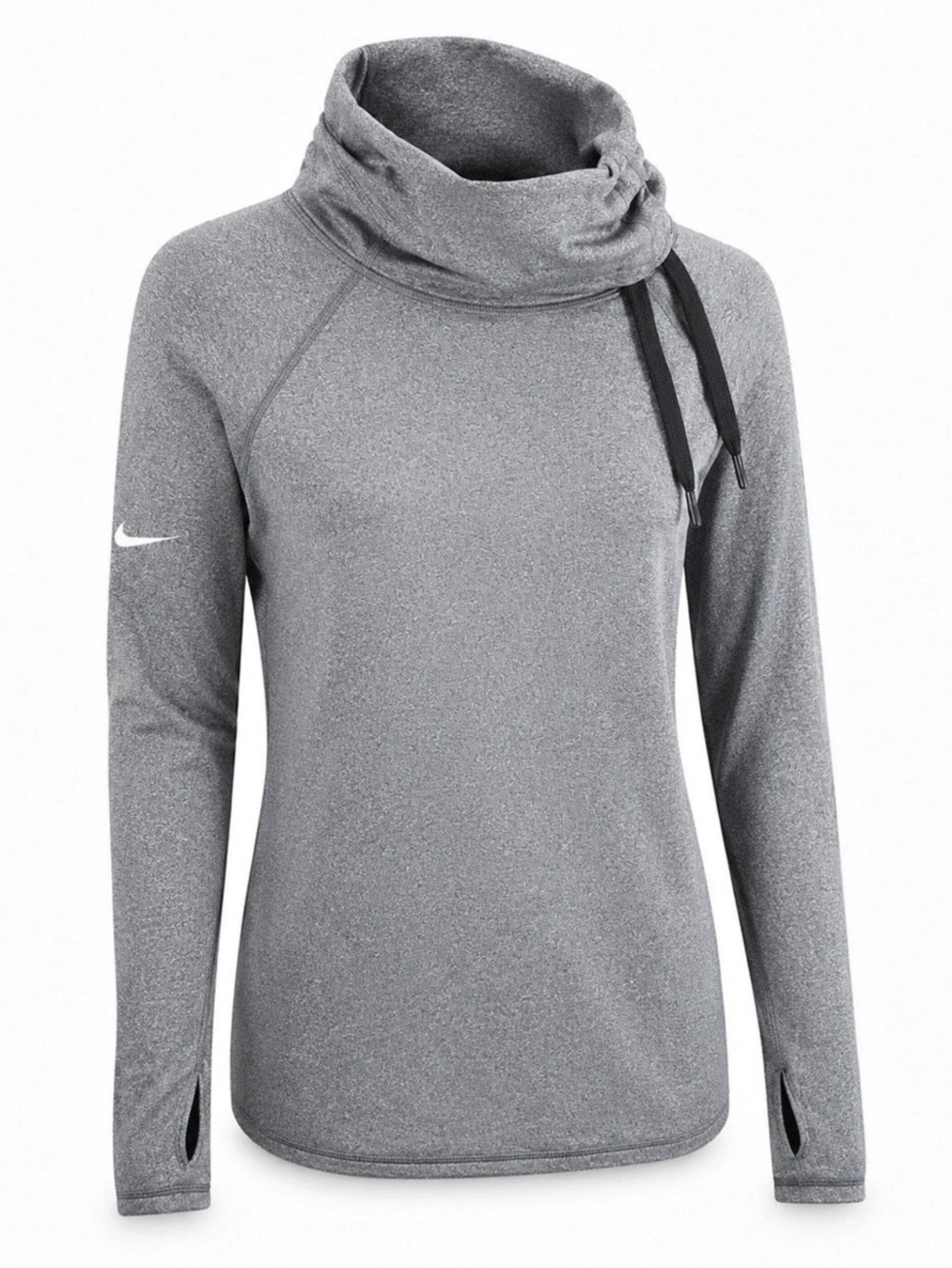 Nike Pro Dri-FIT Women’s XL Gray Cowl Neck Hoodie Thumbholes Running Training